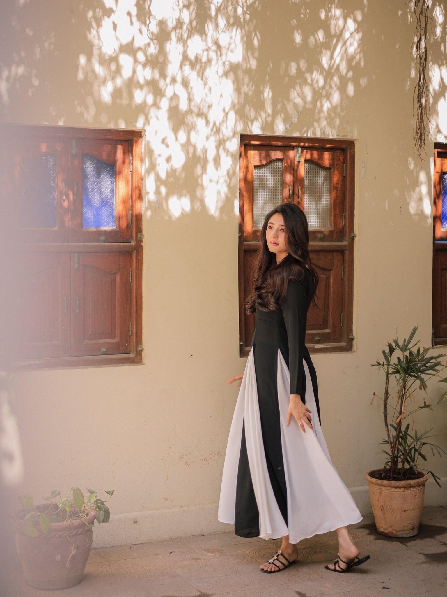 Fossor Black And White Dress Dresses  - Sowears