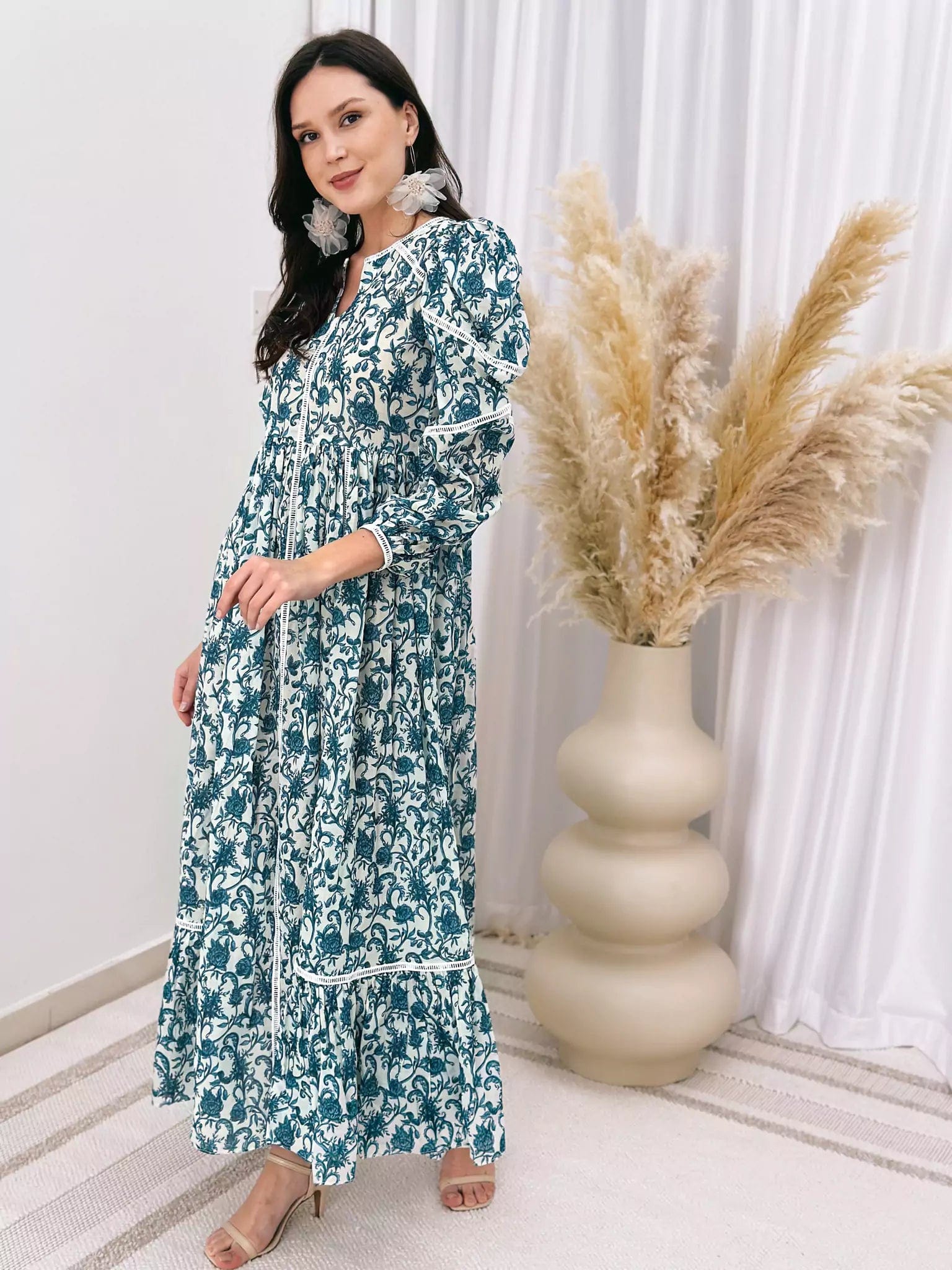 French Flora Lace Long Dress Dresses  - Sowears