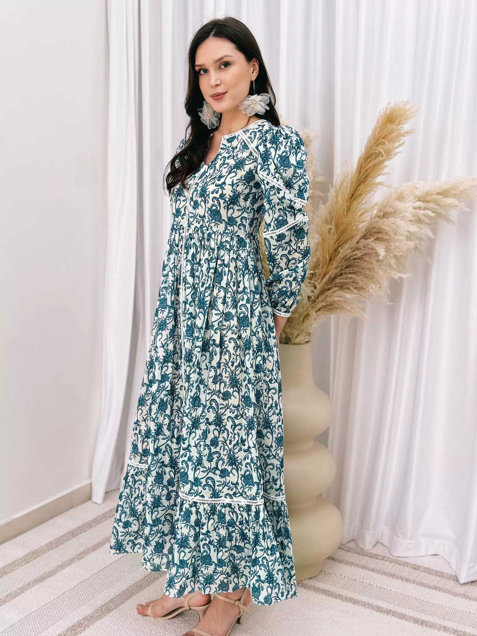 French Flora Lace Long Dress Dresses  - Sowears