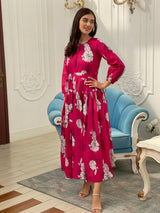 Fuchsia Floral Dress Dresses  - Sowears
