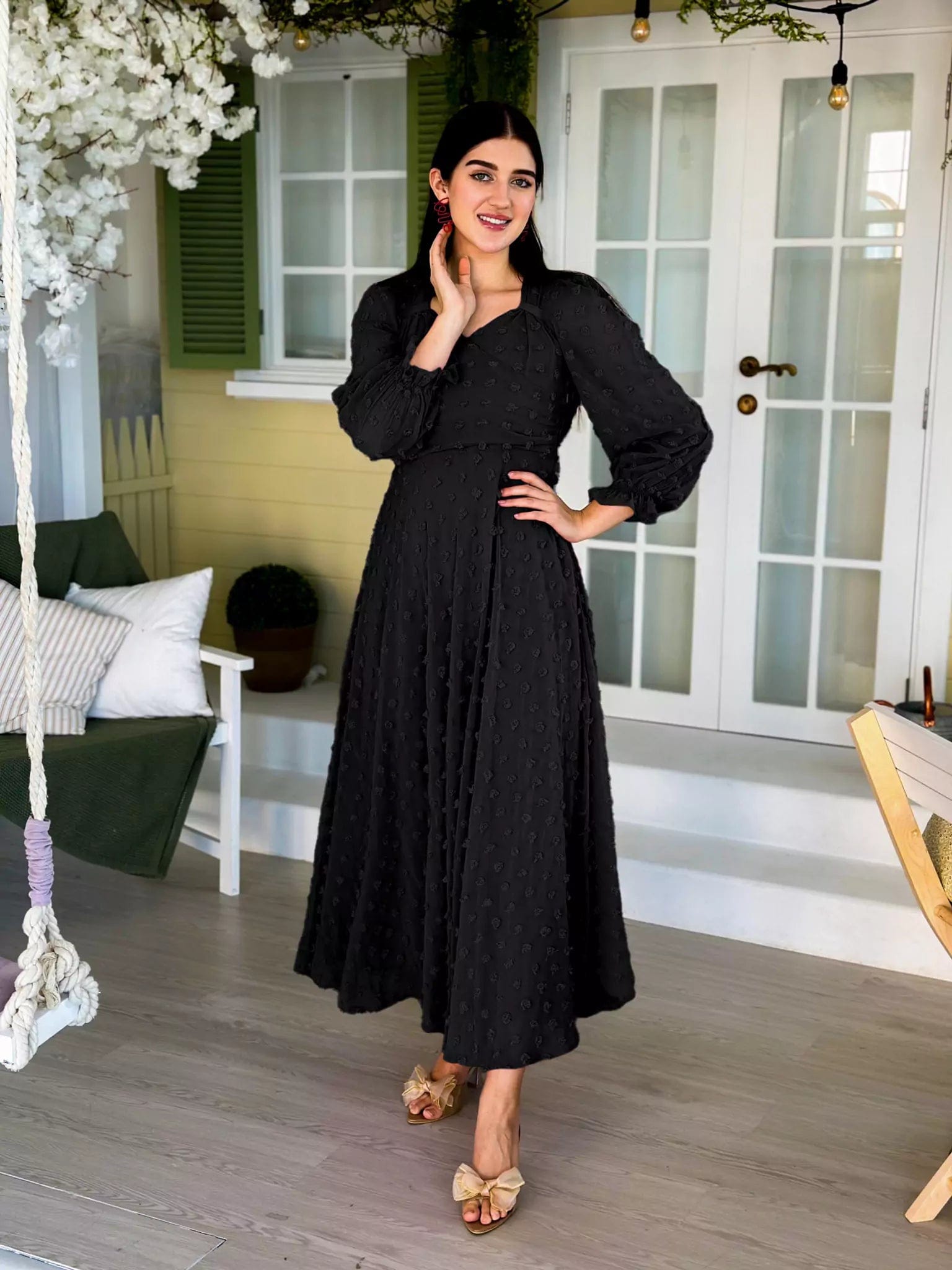 Glacial Texture Dress - Black Dresses  - Sowears