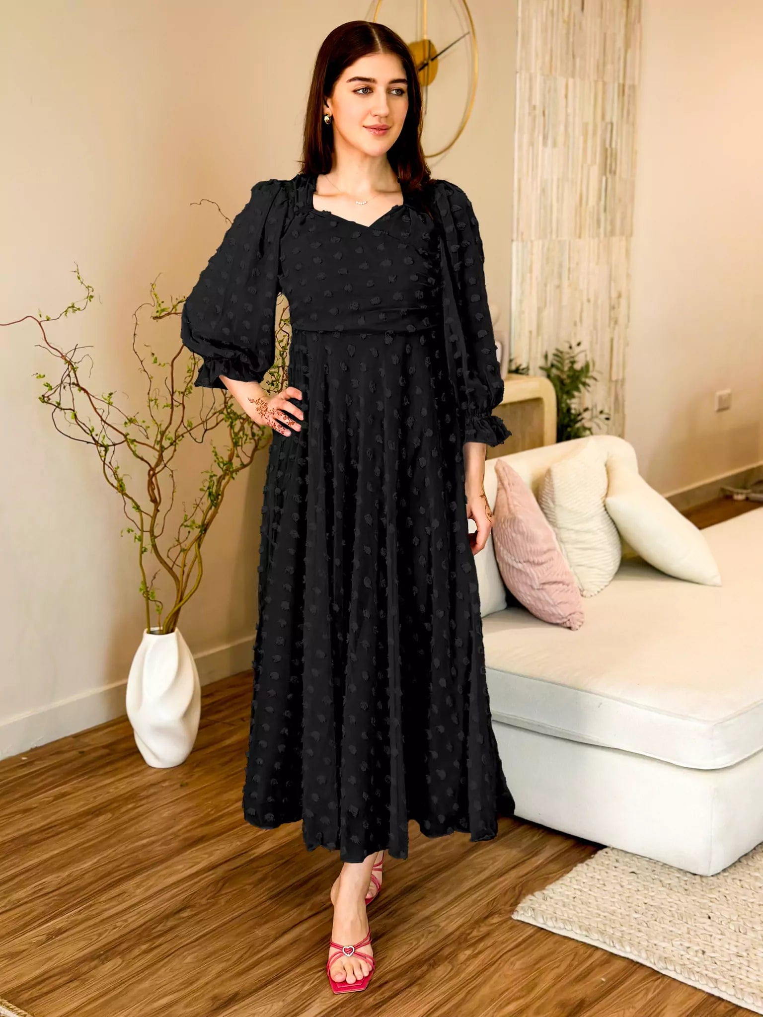 Glacial Texture Dress - Black Dresses  - Sowears