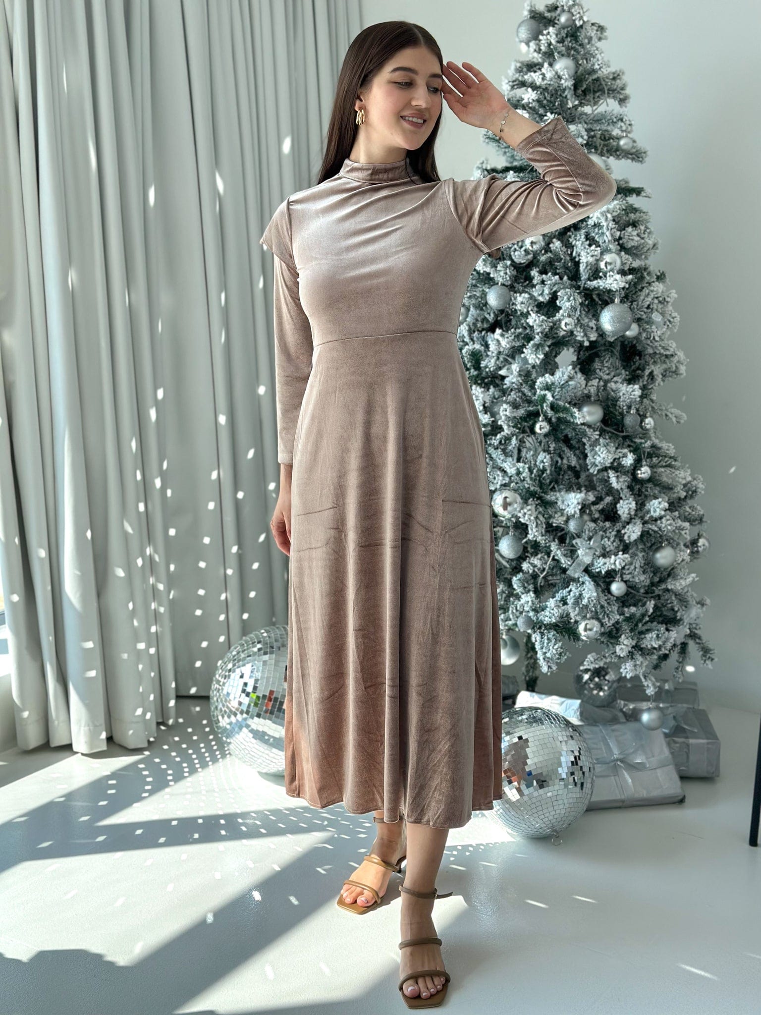 Hope Velvet Dress - Beige Dresses  - Sowears