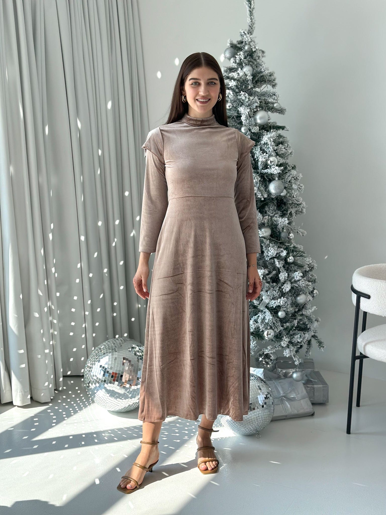 Hope Velvet Dress - Beige Dresses  - Sowears