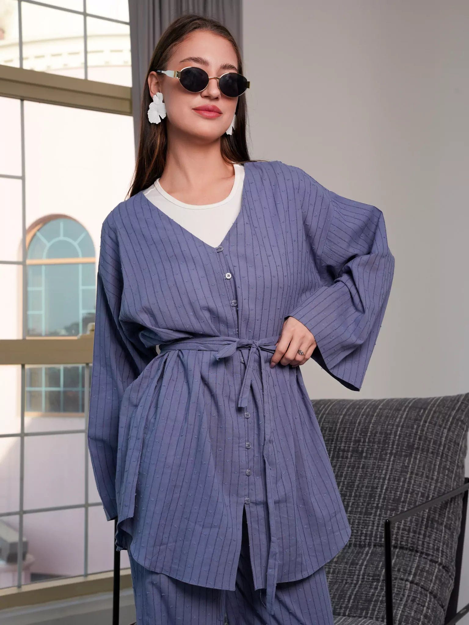 Ingrid Blue Co Ord Set Dresses  - Sowears