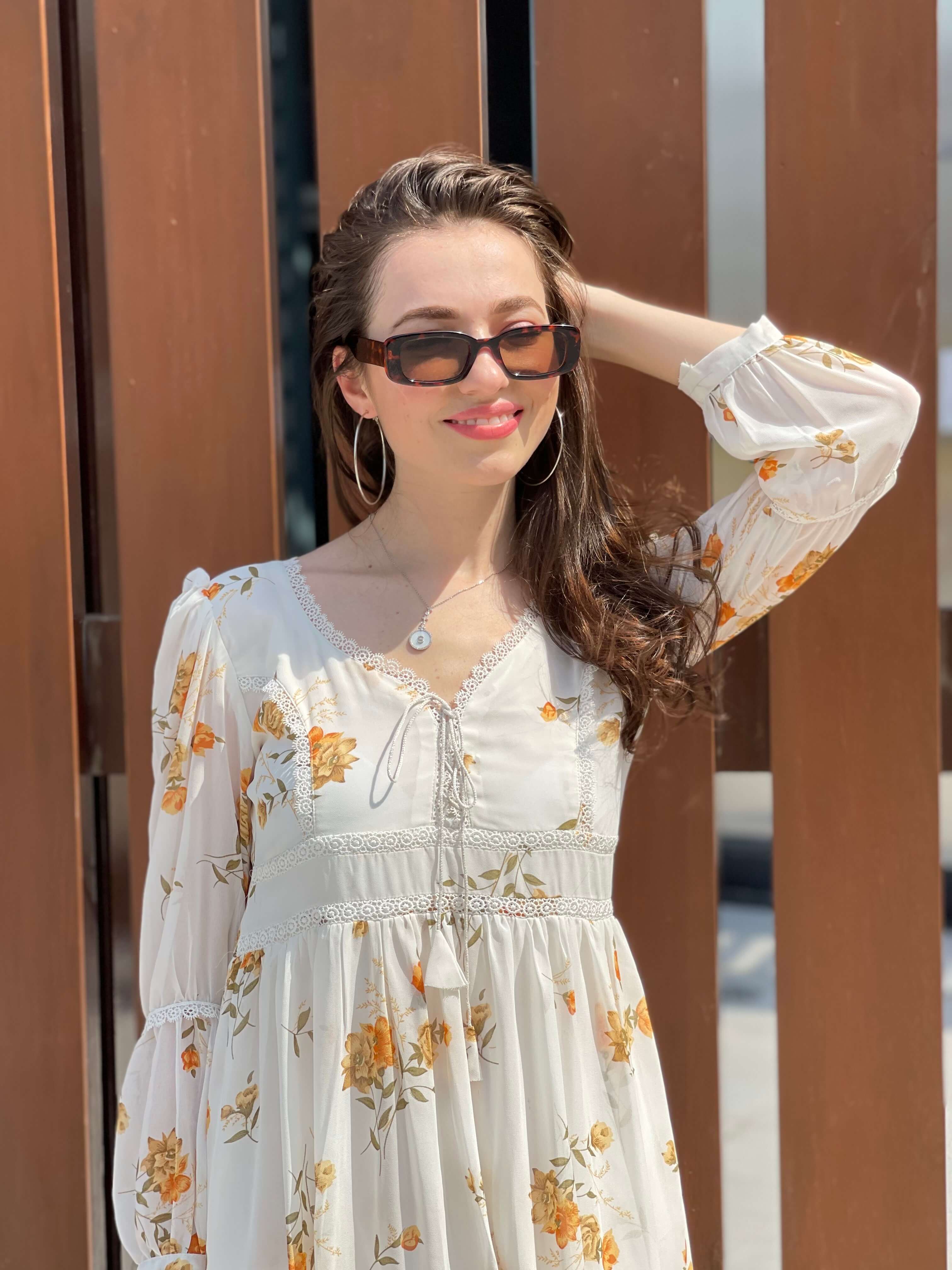 Maysday - Off White Floral Dress Dresses  - Sowears