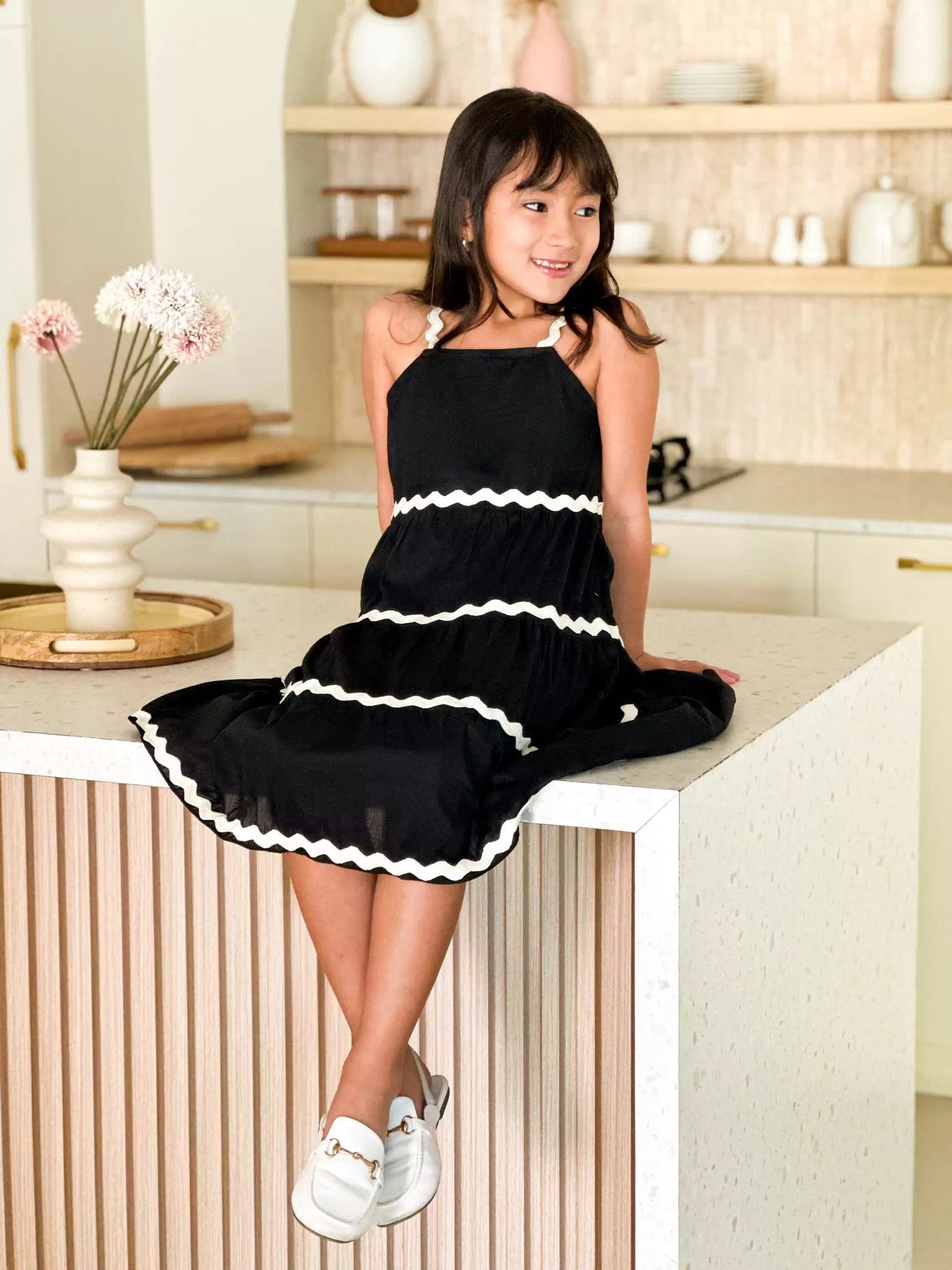 Mini Black Swirl Dress For Girls Dresses  - Sowears
