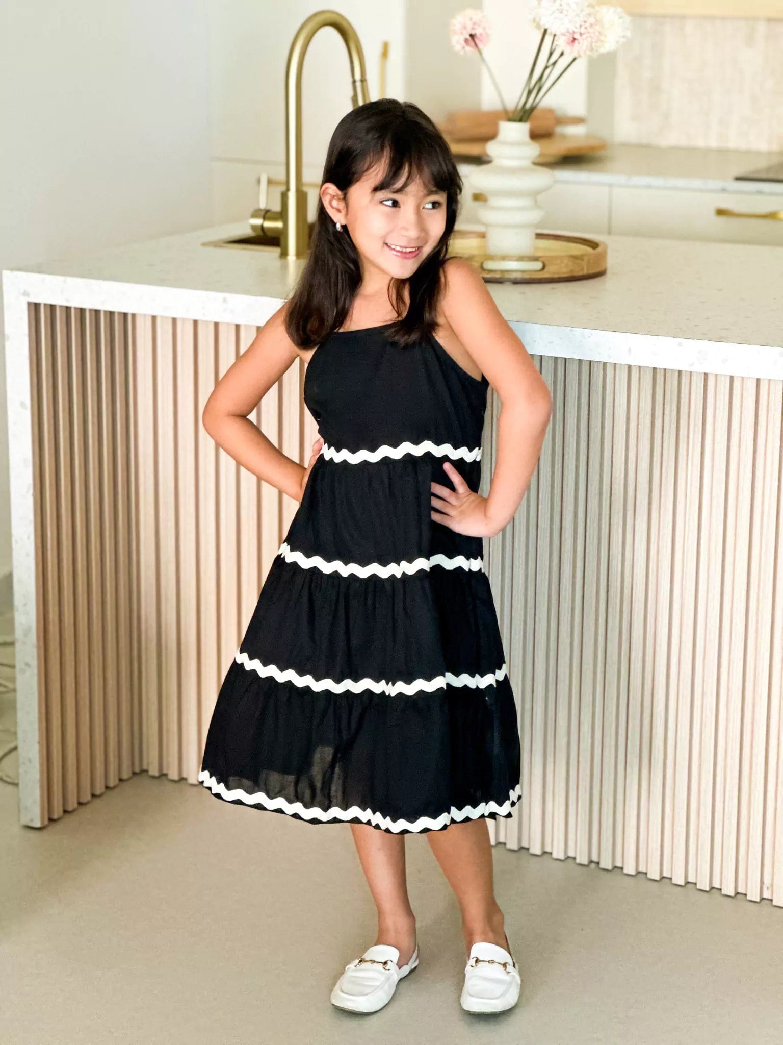 Mini Black Swirl Dress For Girls Dresses  - Sowears