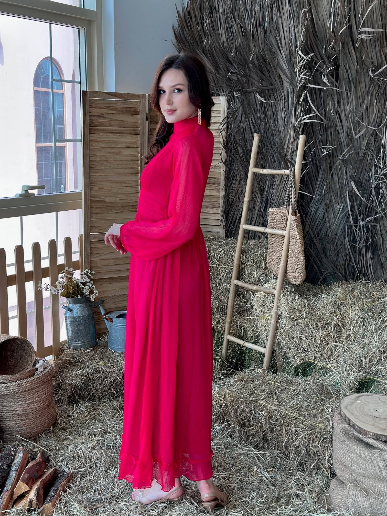 Morgan Hot Pink Solid Dress Dresses  - Sowears