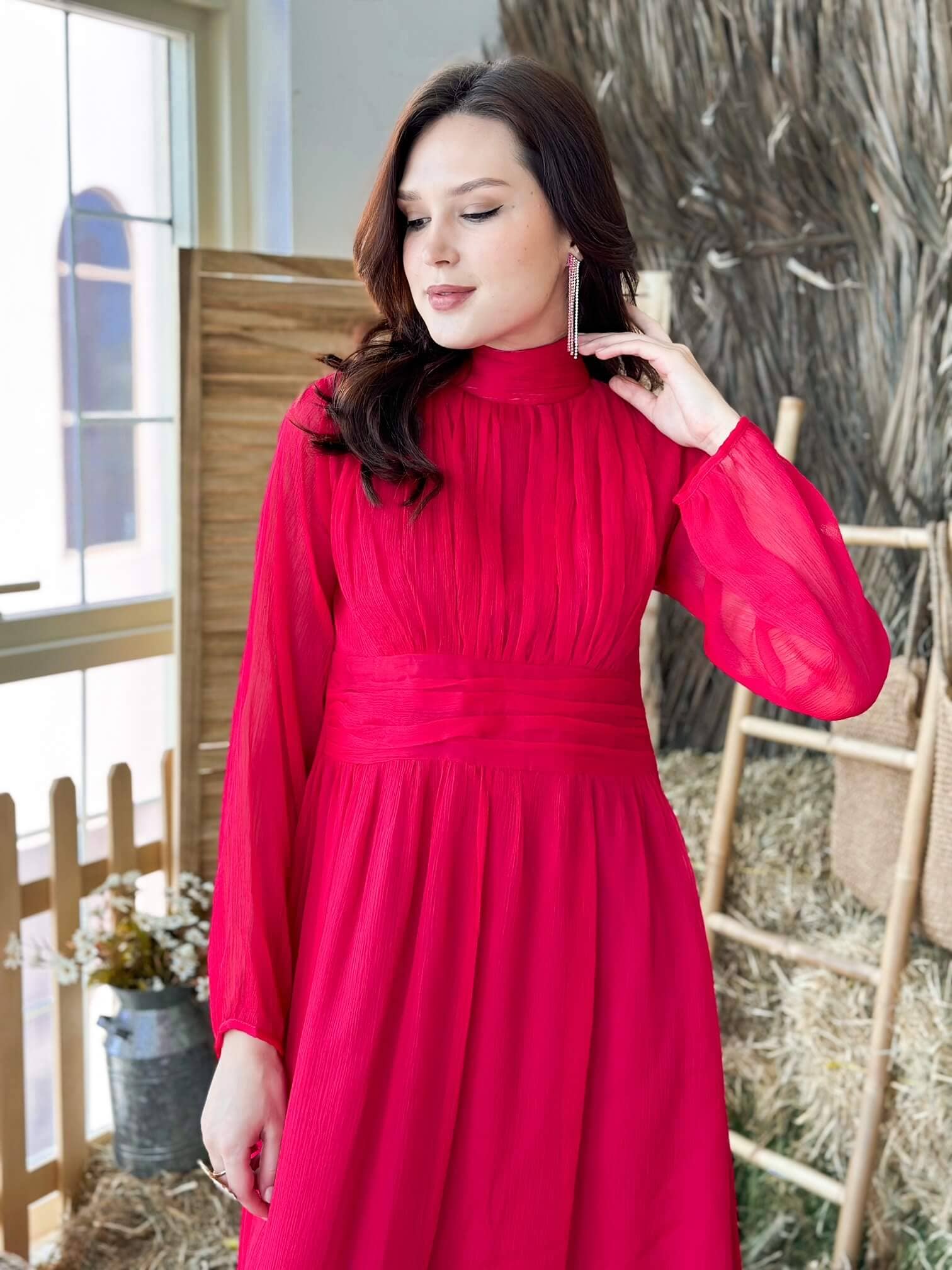 Morgan Hot Pink Solid Dress Dresses  - Sowears