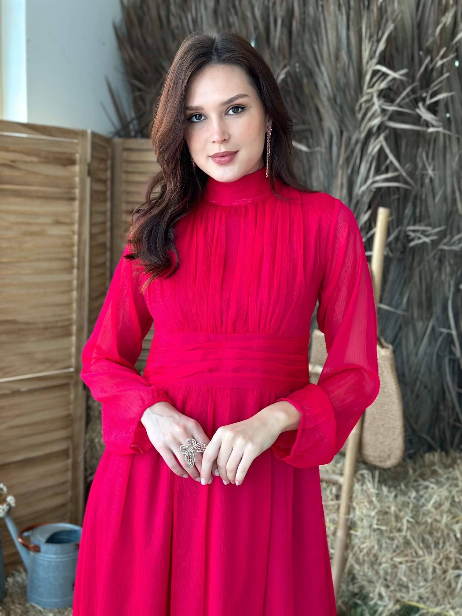 Morgan Hot Pink Solid Dress Dresses  - Sowears