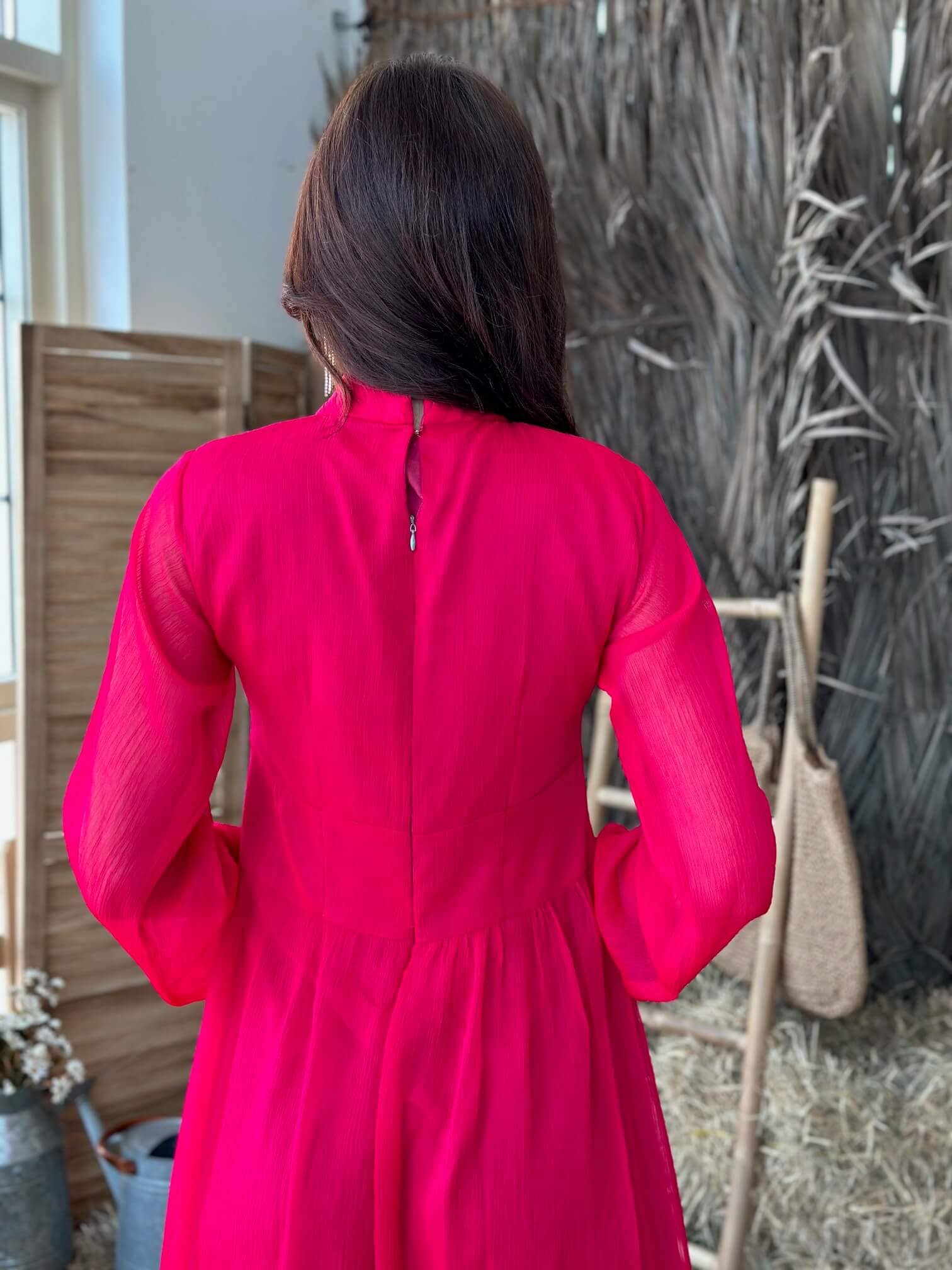 Morgan Hot Pink Solid Dress Dresses  - Sowears