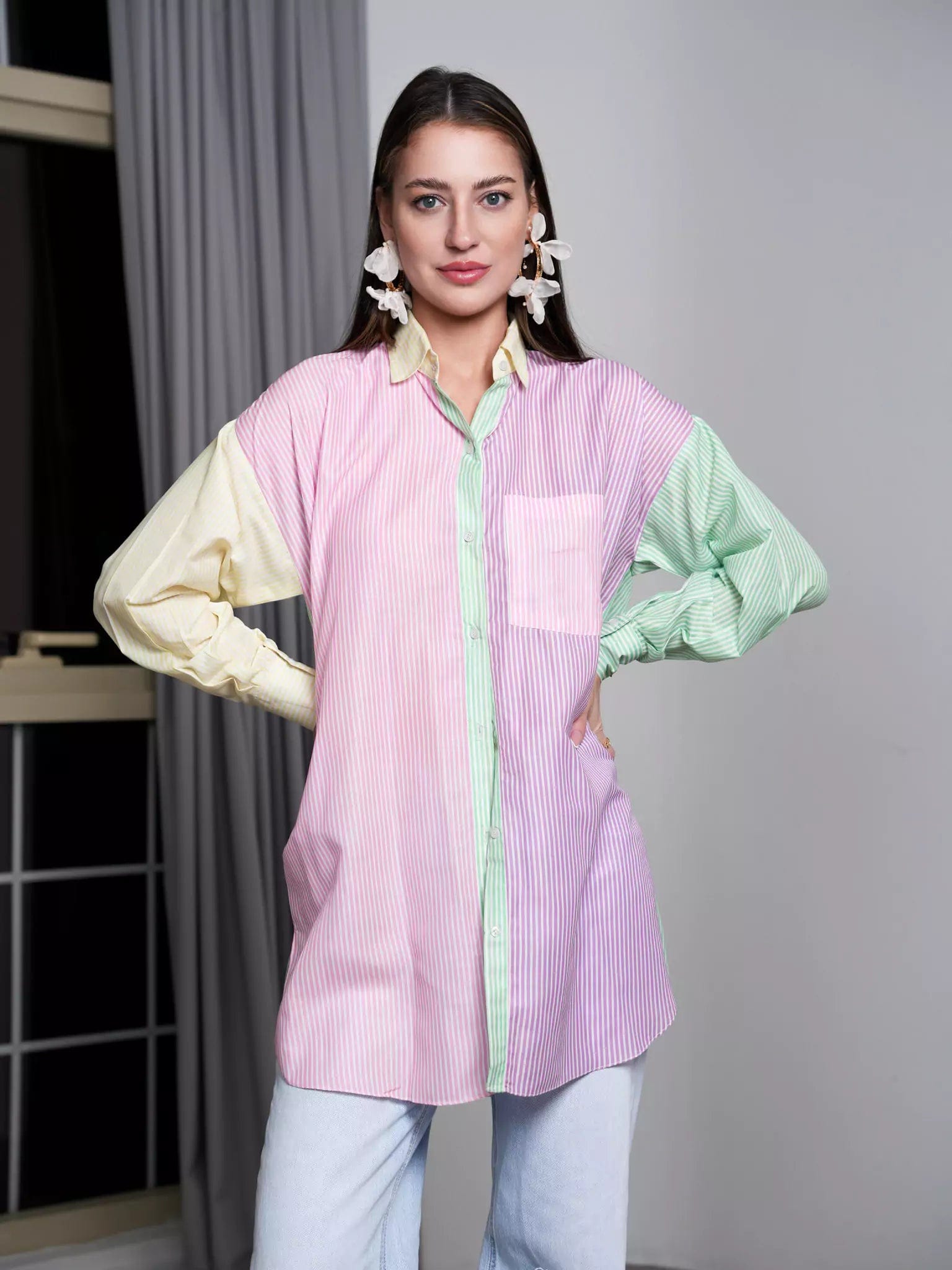 Motley Stripes Shirt Dresses  - Sowears
