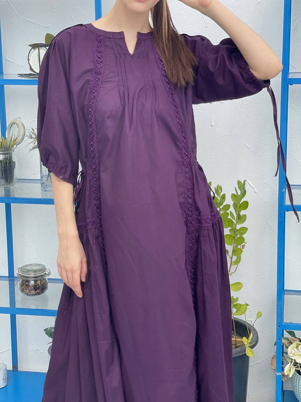 close up of praha dark purple dress by sowears