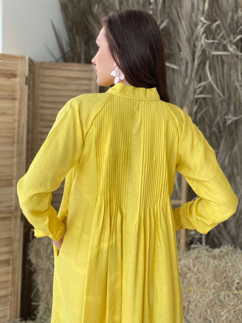 back of yellow button down dress by sowears