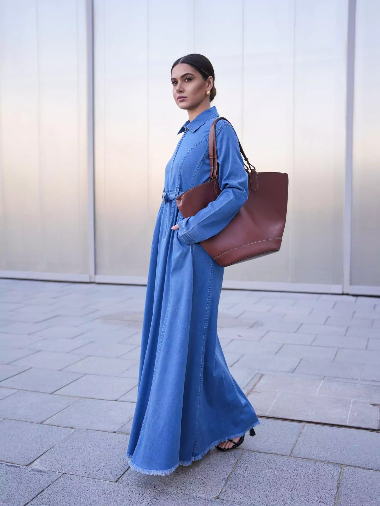 Swifty Denim Long Dress Dresses  - Sowears