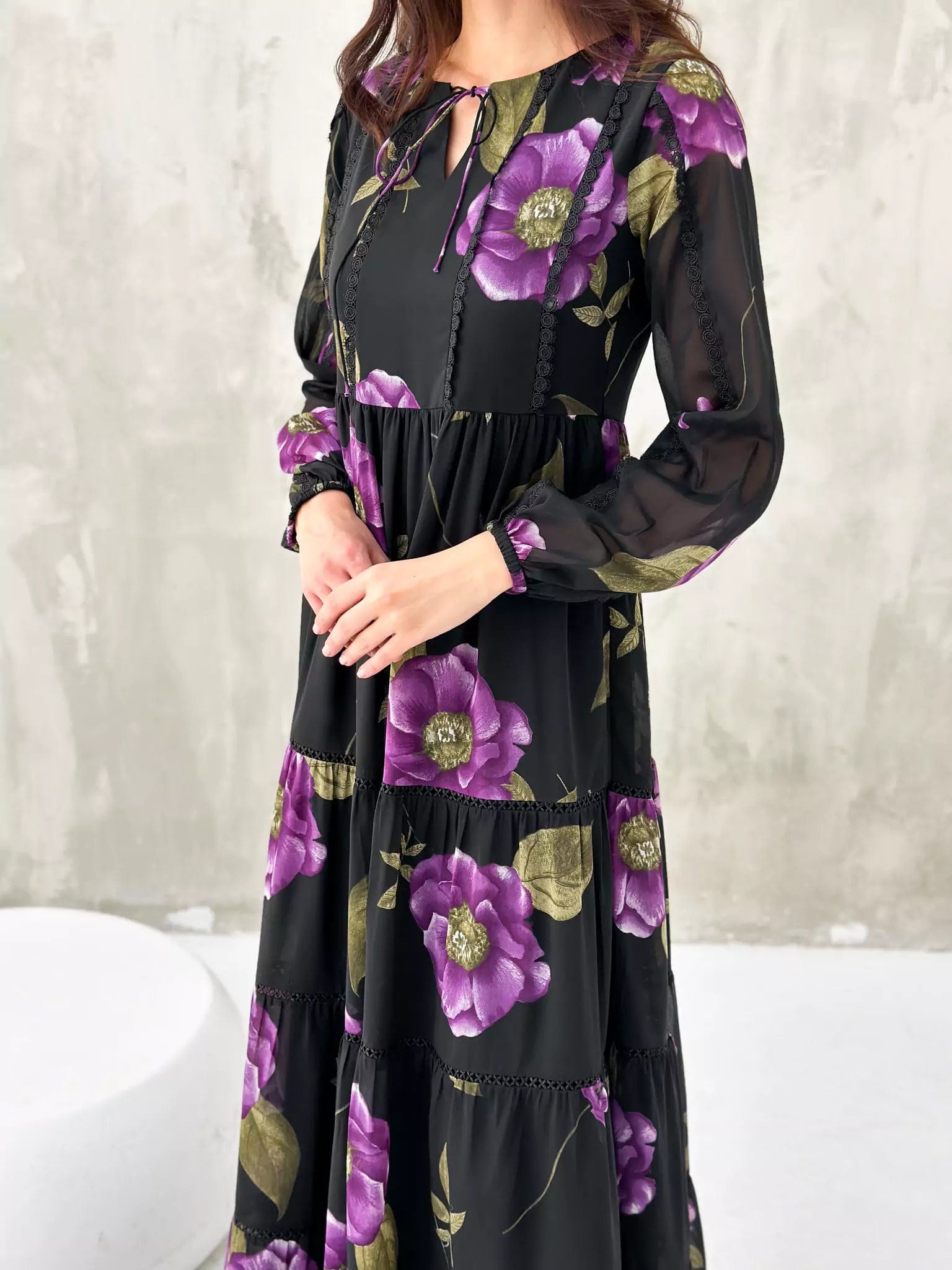 Thistle Floral Lace Long Dress Dresses  - Sowears