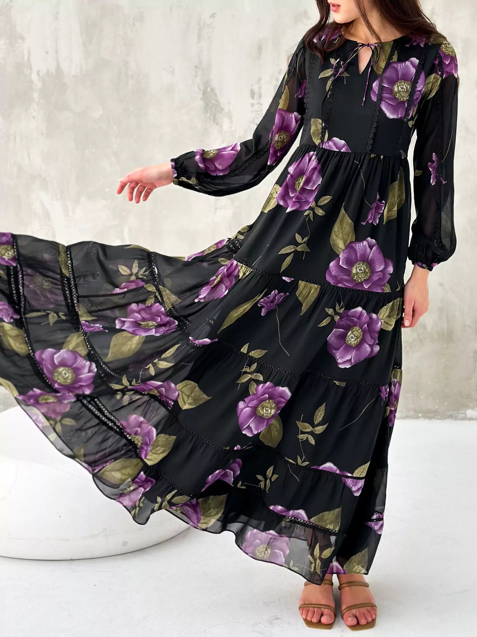 Thistle Floral Lace Long Dress Dresses  - Sowears
