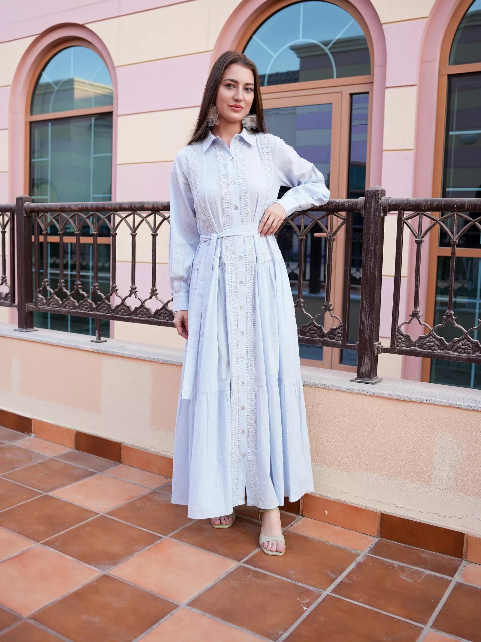 Viola Pastel Blue Long Dress Dresses  - Sowears
