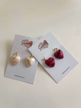 Silky Heart Earrings In White Earrings  - Sowears