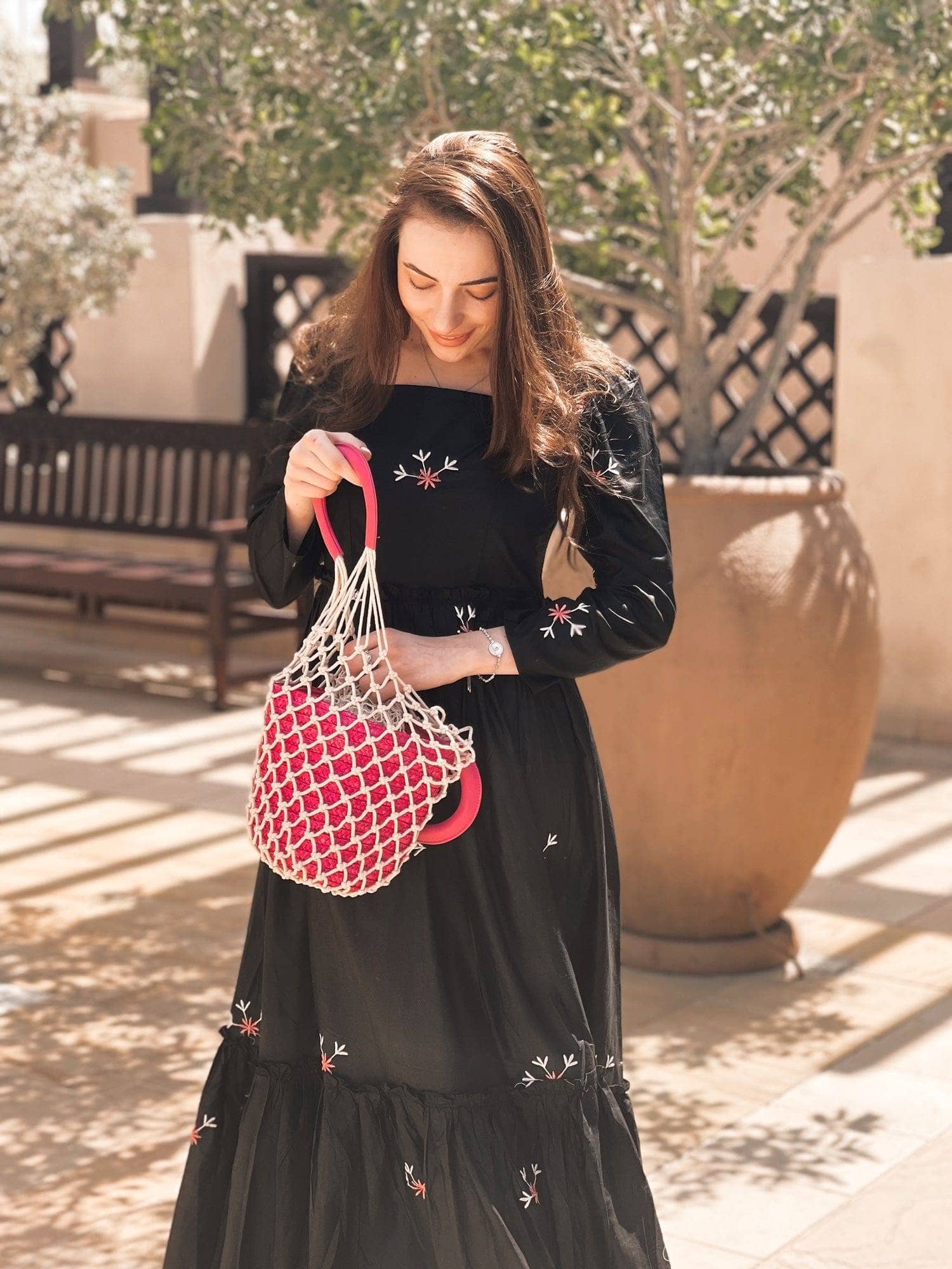 Nova Black Embroidered Dress  - Sowears