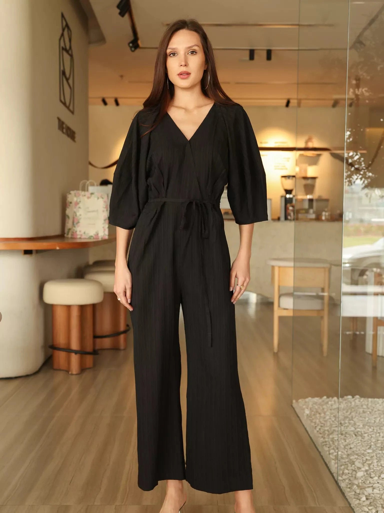 Ayla Crush Black Jumpsuit Outfit Sets  - Sowears