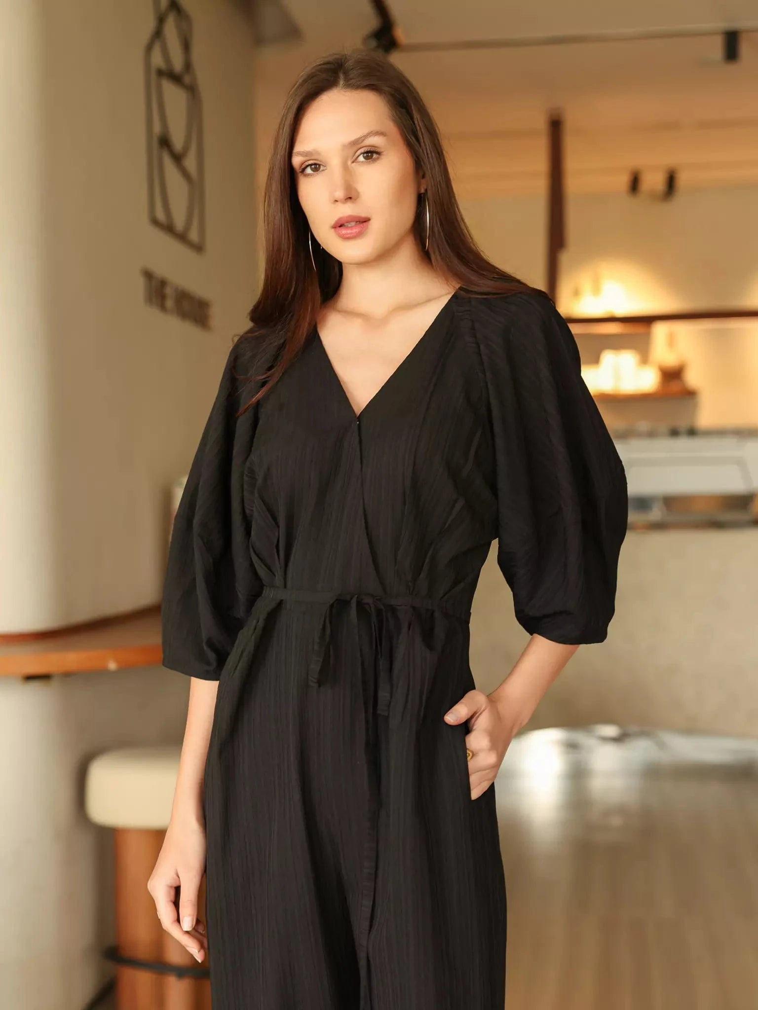 Ayla Crush Black Jumpsuit Outfit Sets  - Sowears
