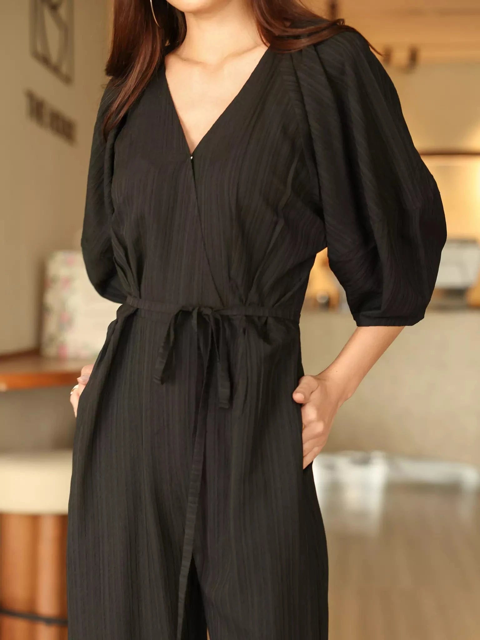 Ayla Crush Black Jumpsuit Outfit Sets  - Sowears