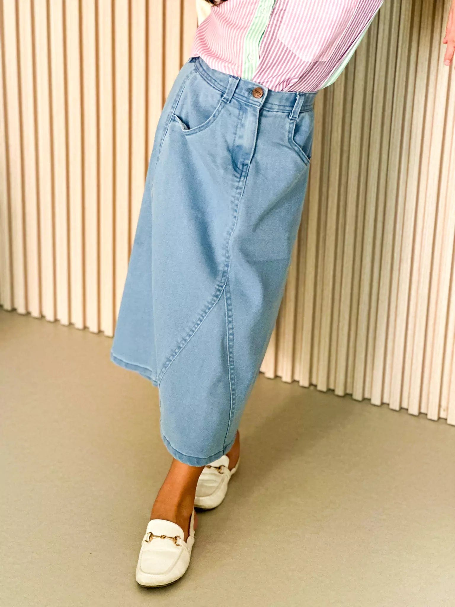 Mini Denim Panel Skirt Outfit Sets  - Sowears