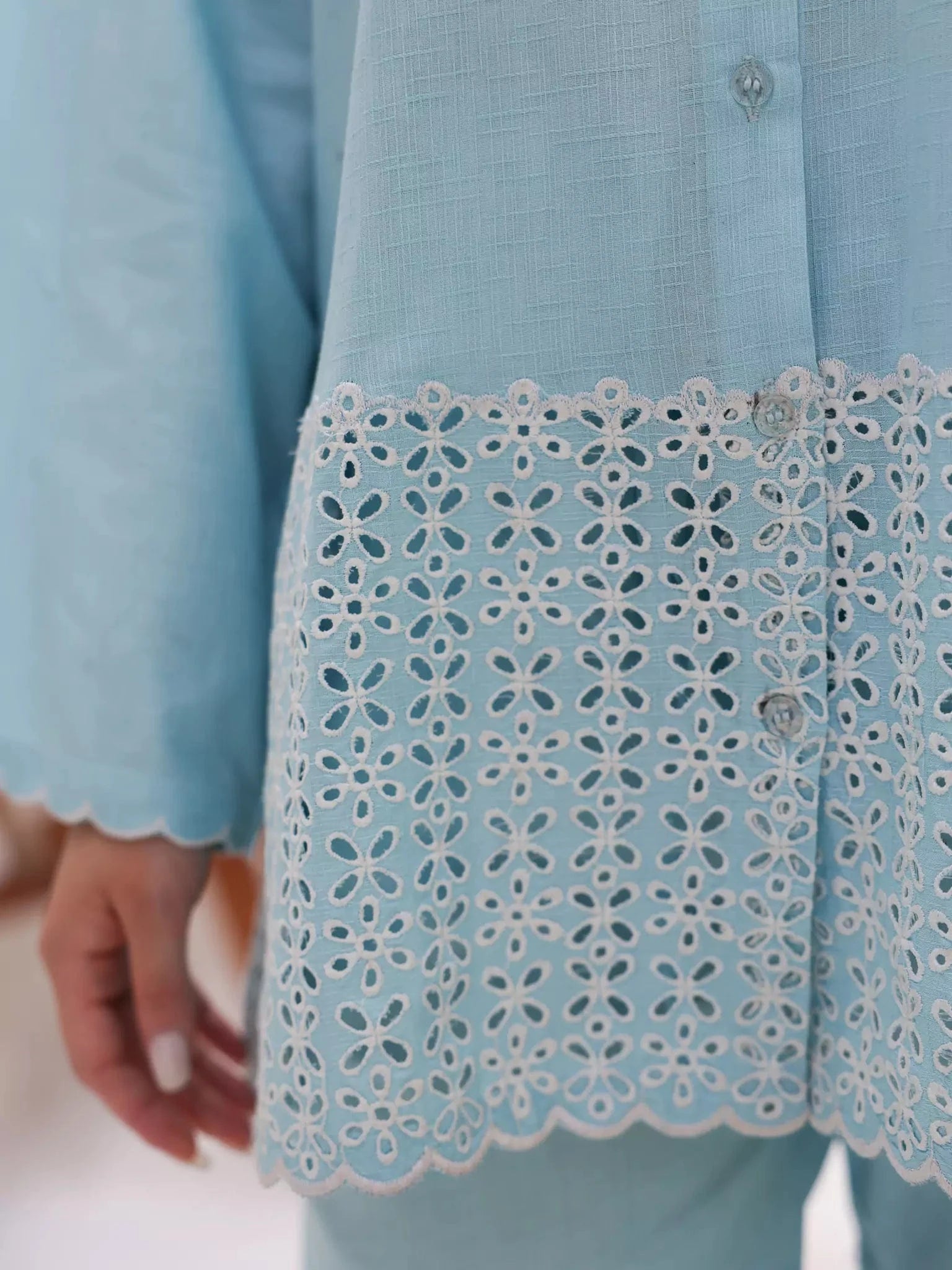 Zephyra Blue Cutwork Co Ord Set Outfit Sets  - Sowears