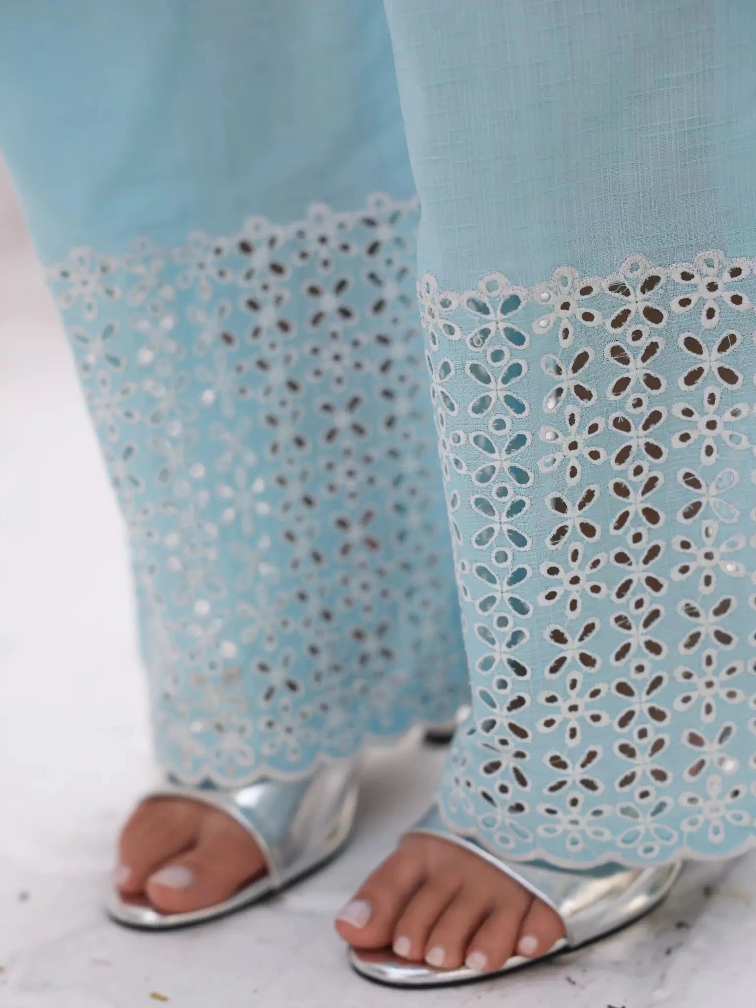 Zephyra Blue Cutwork Co Ord Set Outfit Sets  - Sowears