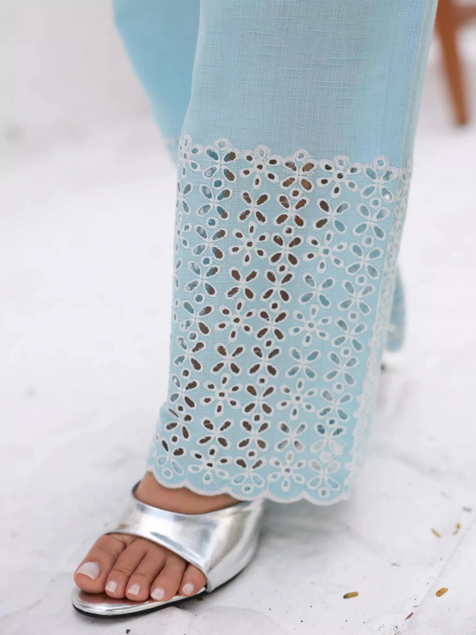 Zephyra Blue Cutwork Co Ord Set Outfit Sets  - Sowears