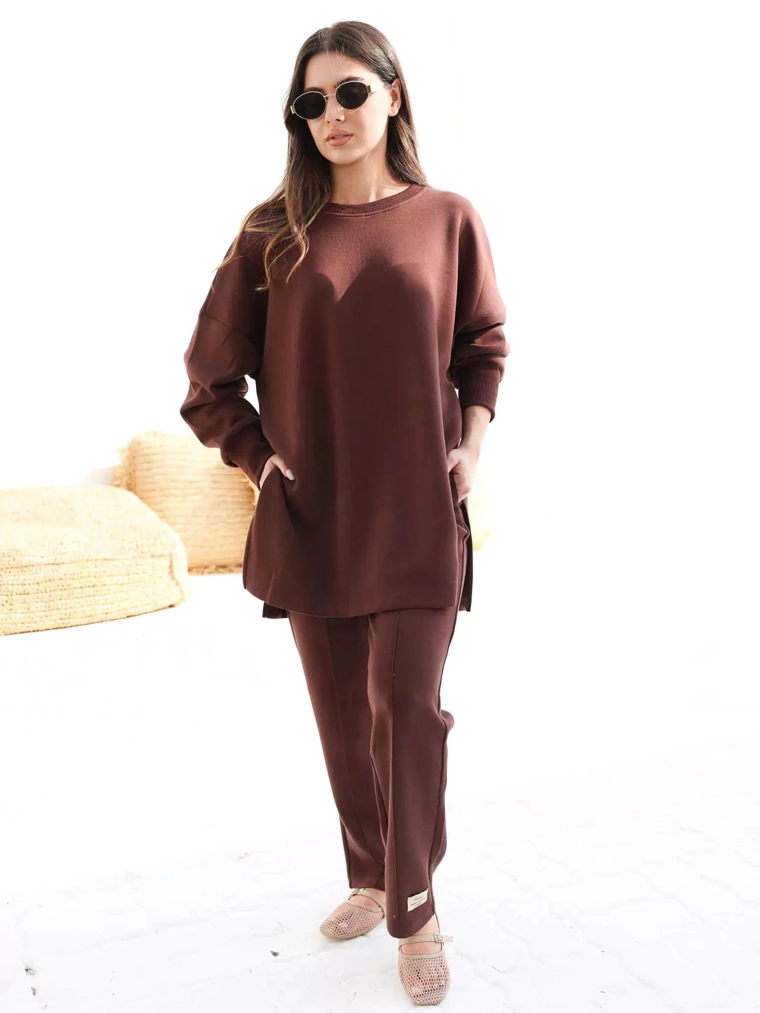 Tasia Move Brown Sweat Pants pants  - Sowears
