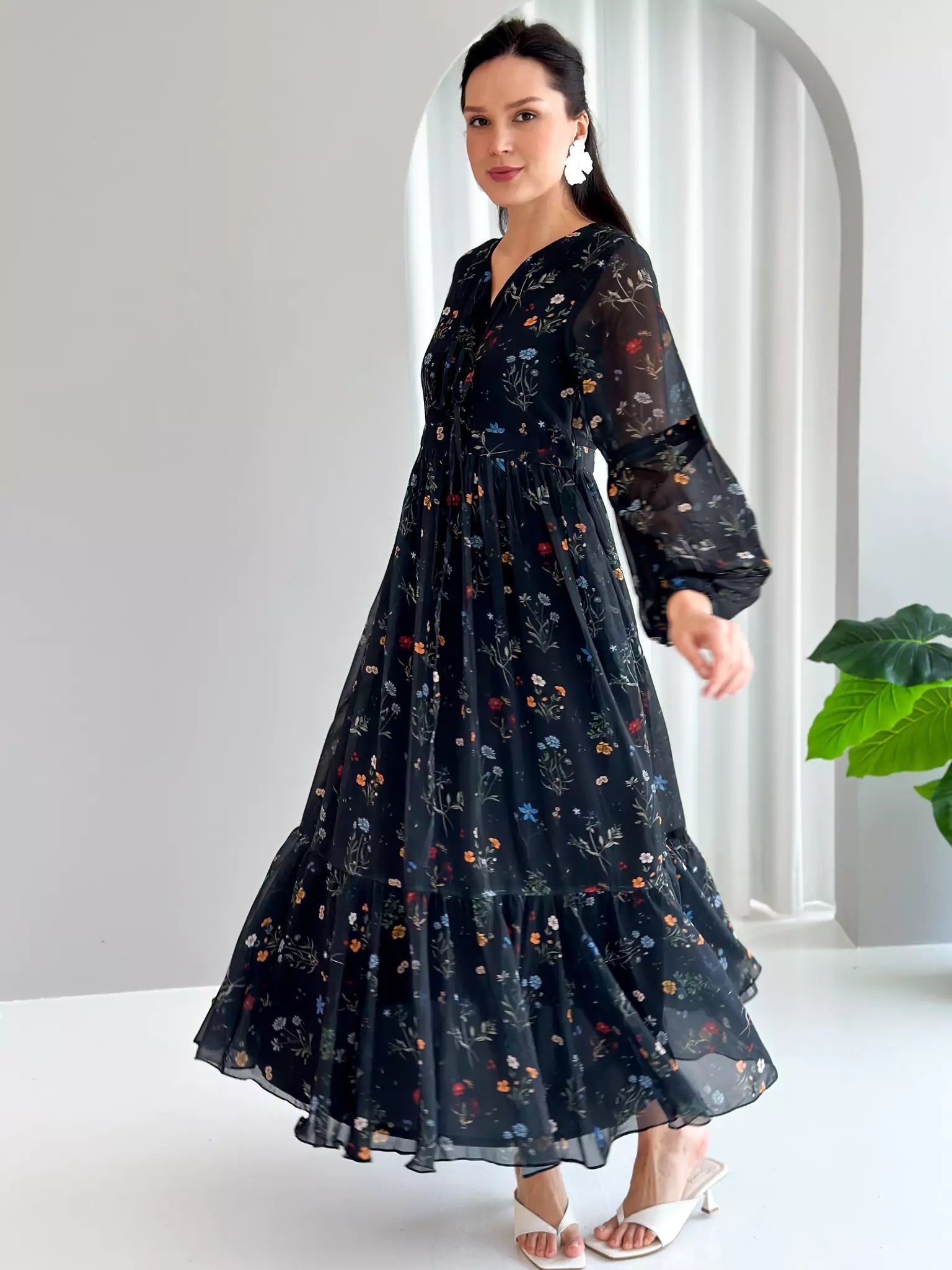 Lazarus Printed Black Floral Dress shirts  - Sowears