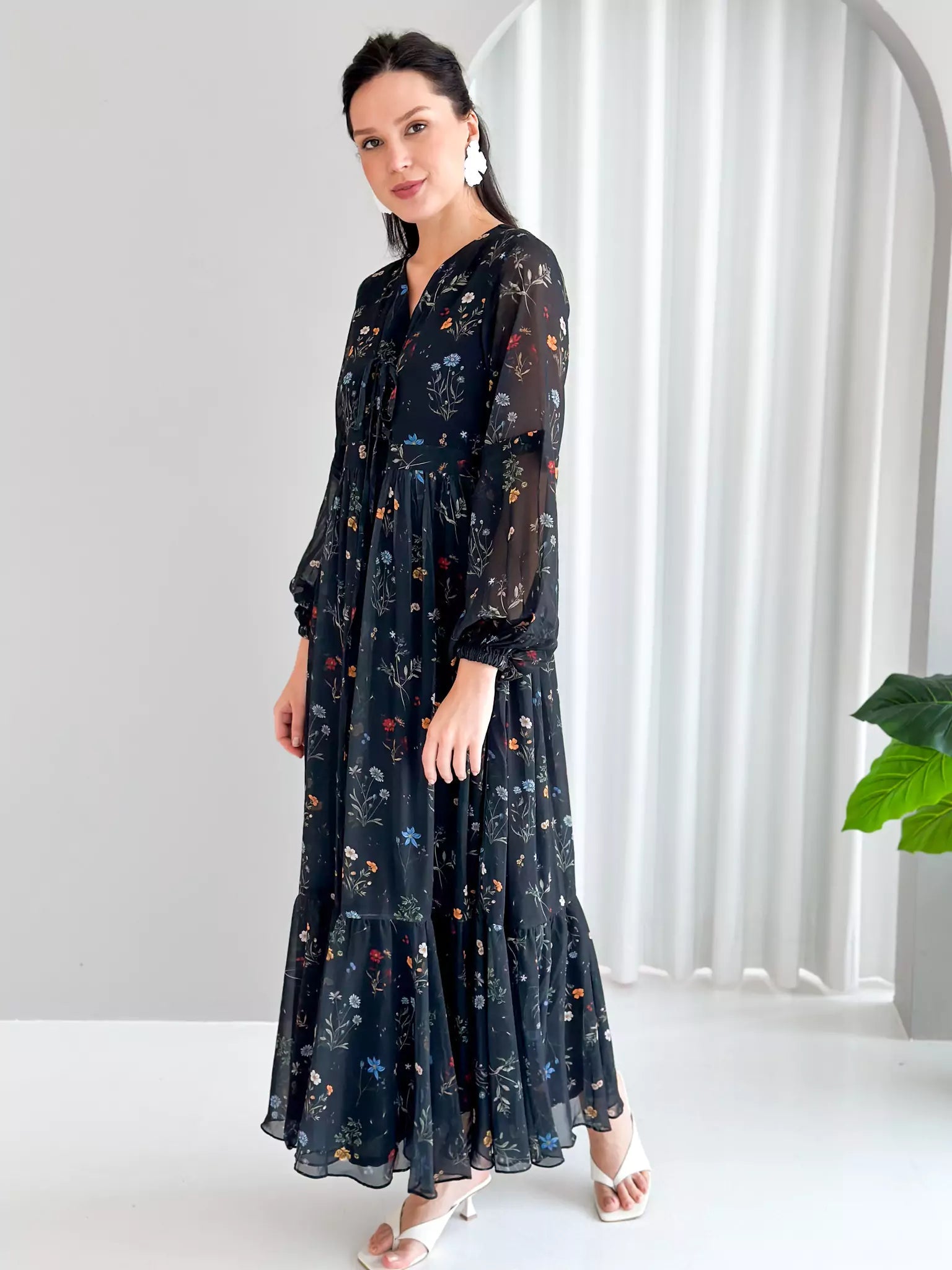 Lazarus Printed Black Floral Dress shirts  - Sowears