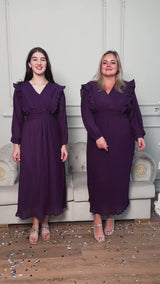 video of models wearing purple pleated dress by sowears