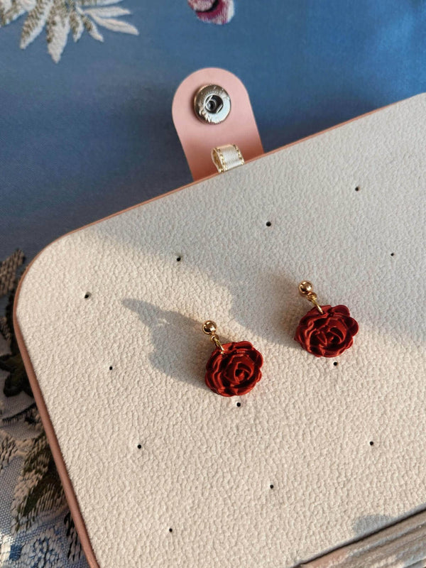 Deep Rose Earrings Apparel & Accessories  - Sowears