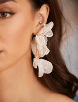Faux Pearl Organza Floral Earrings Apparel & Accessories  - Sowears