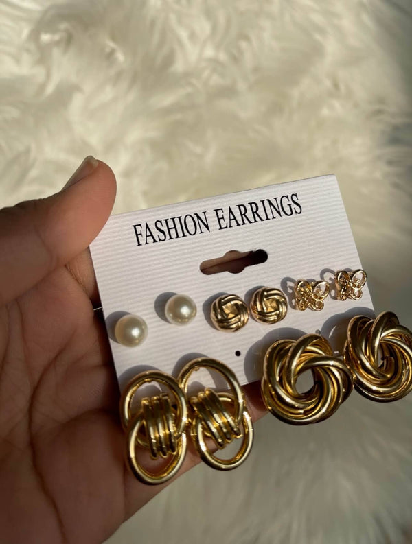 Jewel Earrings Set Of 5 Apparel & Accessories  - Sowears