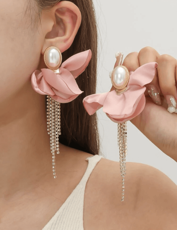 Pink Silk Earrings Apparel & Accessories  - Sowears