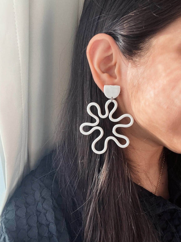 Swigly Coiled Earrings In White Apparel & Accessories  - Sowears