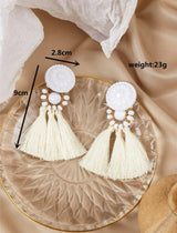 detail about off white tassle drop earrings by sowears