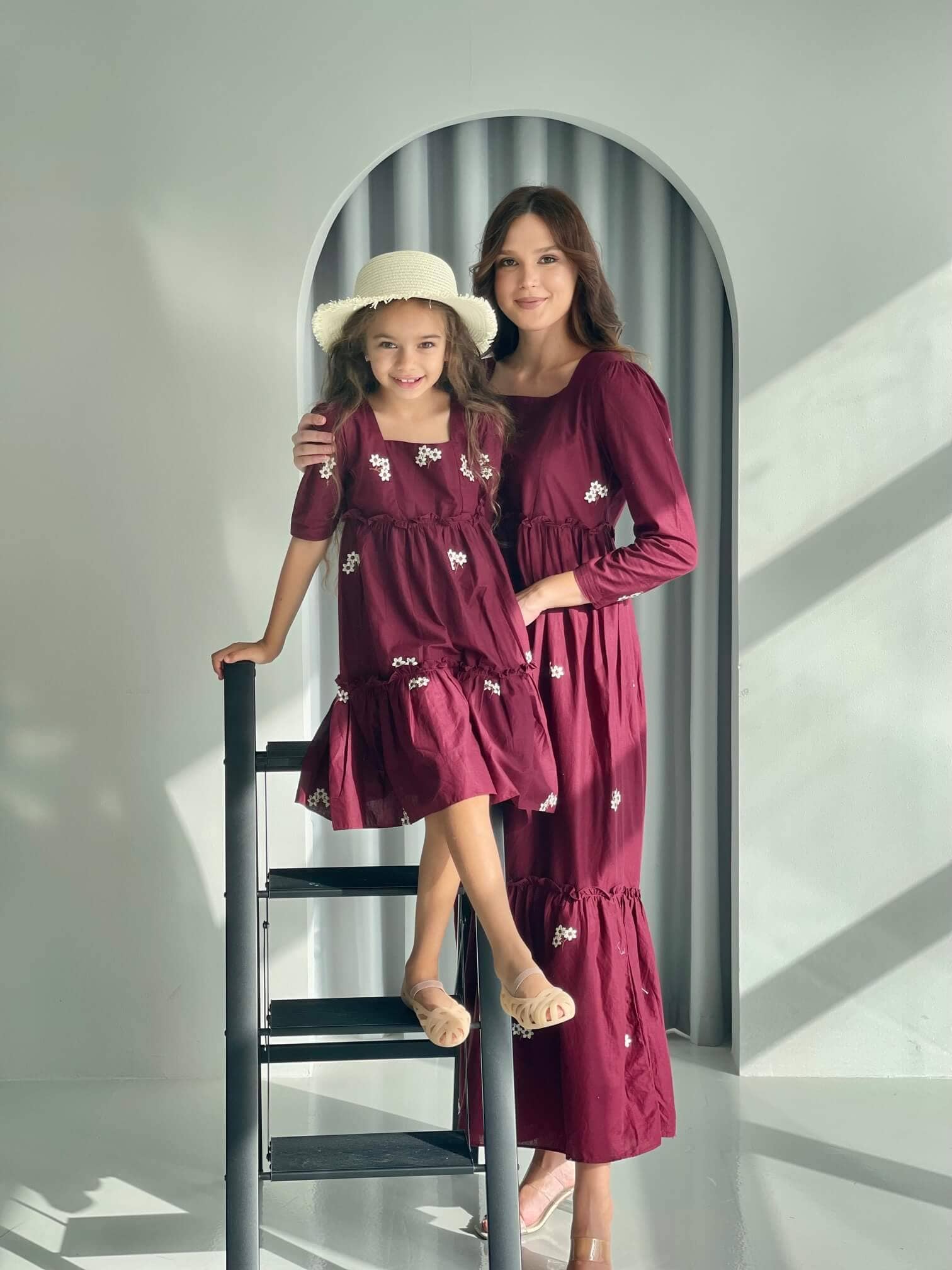 Mini Nova Maroon Embroidered Dress Baby & Toddler Dresses  - Sowears
