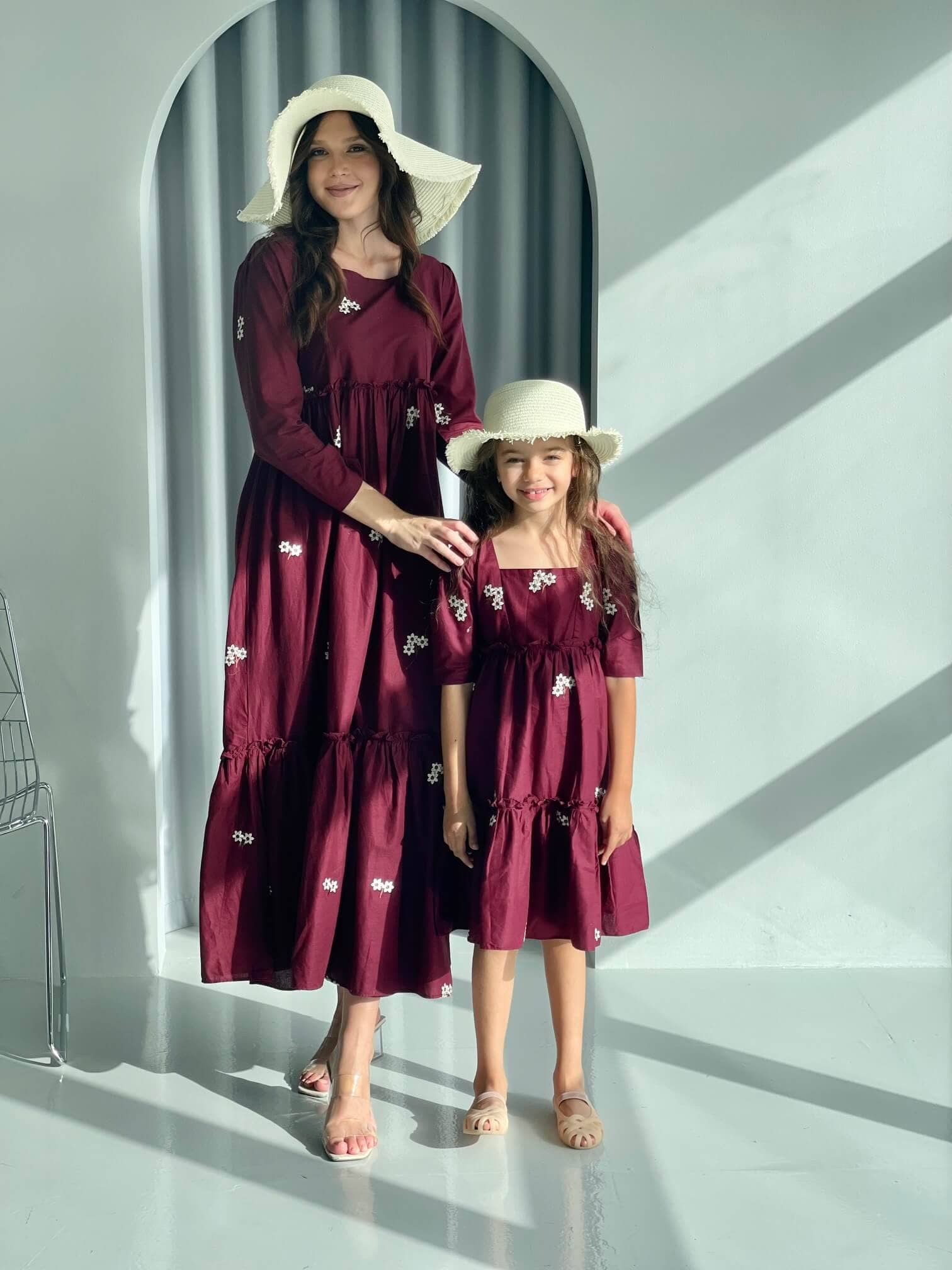 Mini Nova Maroon Embroidered Dress Baby & Toddler Dresses  - Sowears