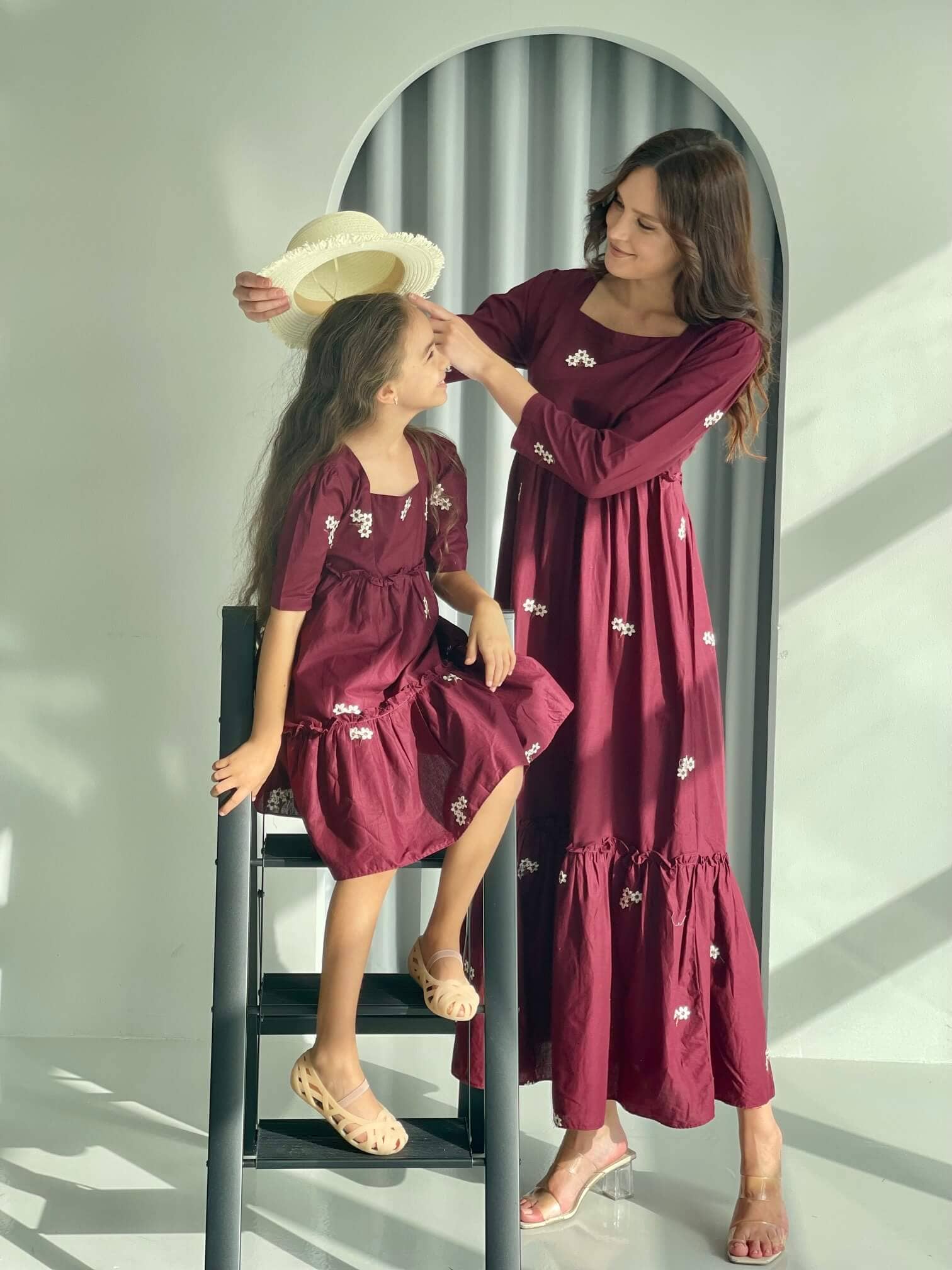 Mini Nova Maroon Embroidered Dress Baby & Toddler Dresses  - Sowears