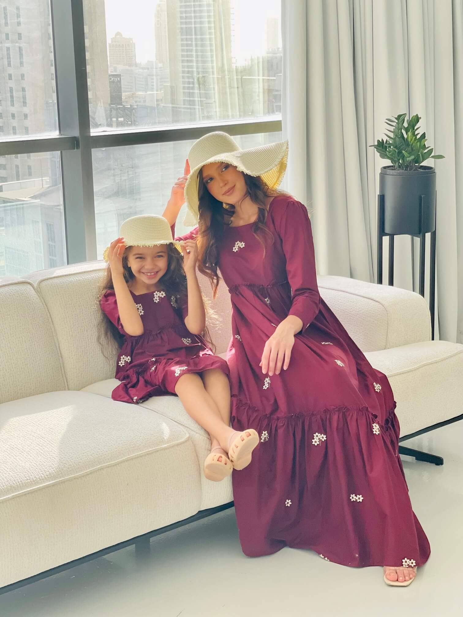 Mini Nova Maroon Embroidered Dress Baby & Toddler Dresses  - Sowears