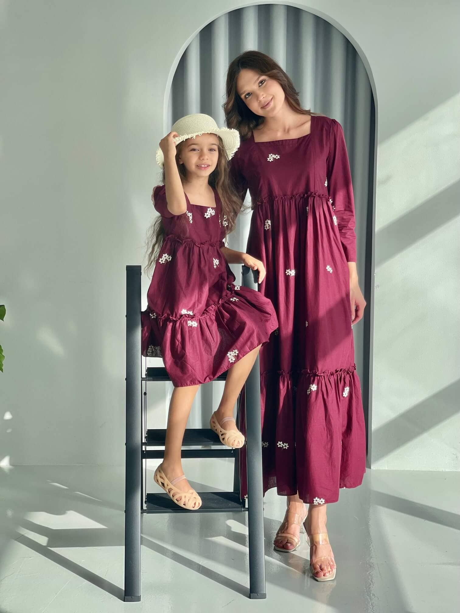 Mini Nova Maroon Embroidered Dress Baby & Toddler Dresses  - Sowears