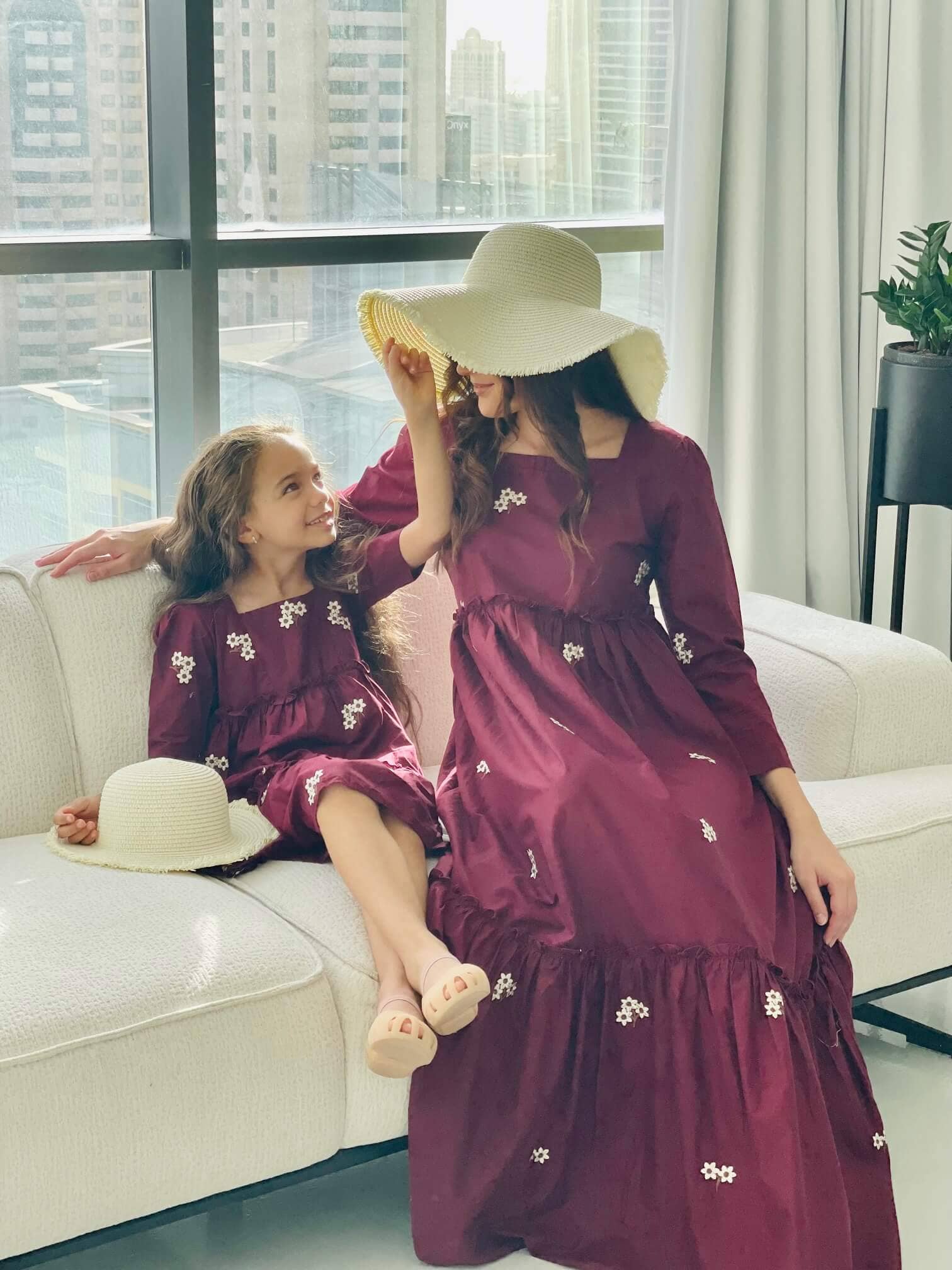 Mini Nova Maroon Embroidered Dress Baby & Toddler Dresses  - Sowears