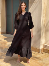 Black Textured Dress Dresses  - Sowears
