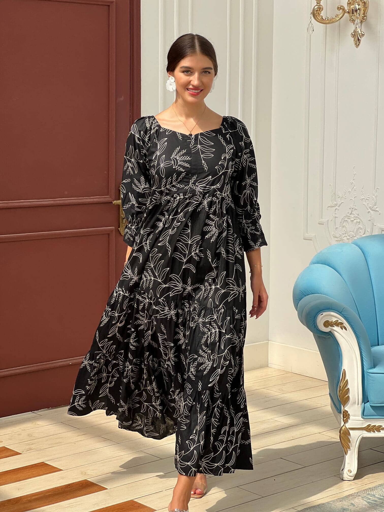 Embroidered In The Night Dress Dresses  - Sowears